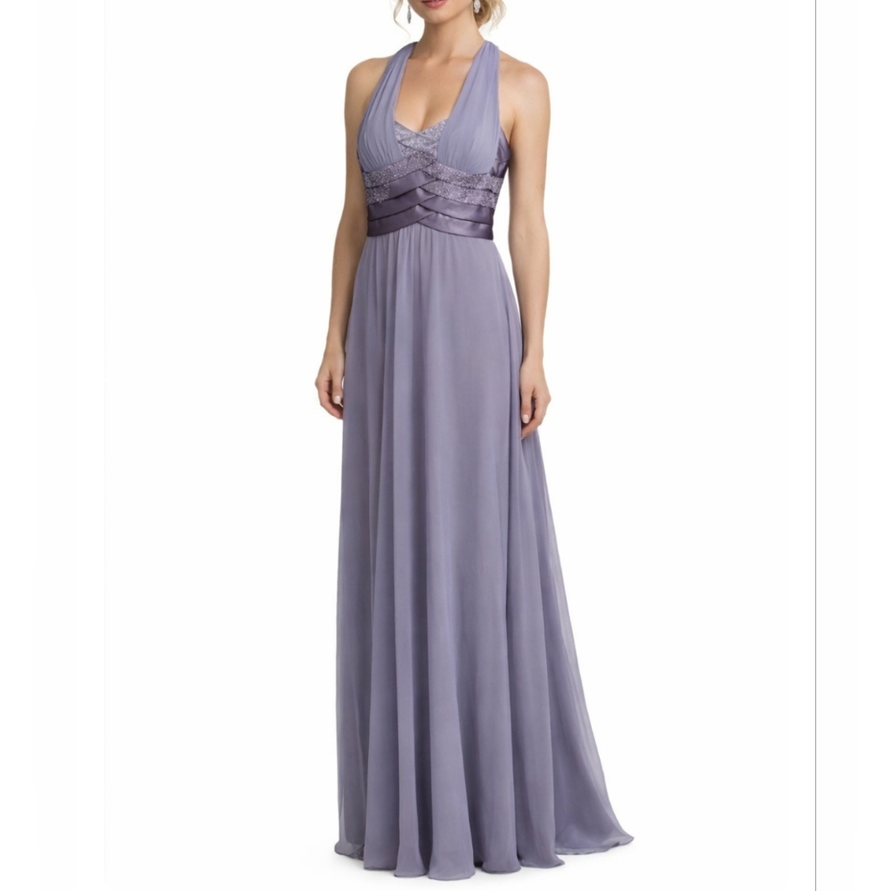 Patra Formal gown and scarf, size 8 pale purple sleeveless Empire Waist
